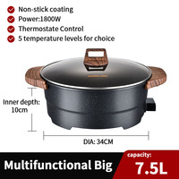 Nouvelle Poêle Électrique Grande Taille pour la Maison, Antiadhésive, Multifonctionnelle, 34 cm, Norme UE, Verre Trempé, 8,5 L