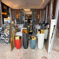 Vas Lantai Stainless Steel India Modern, Pot Bunga Besar, Planter Tinggi, Tahan Karat, Buatan Tangan, Dekorasi Rumah & Pernikahan