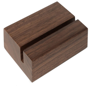 Walnut <strong>Wood</strong> Stand for 2023 Monthly Desk Calendar, Wooden <strong>Block</strong> Base, Cardstock Holder - Product Image 1