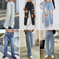 Jeans Extensibles en Coton de Haute Qualité pour Femmes, Couleur Unie, Respirants, Grand Stock, Pantalons Décontractés et Tendance, Taille Directe Chine