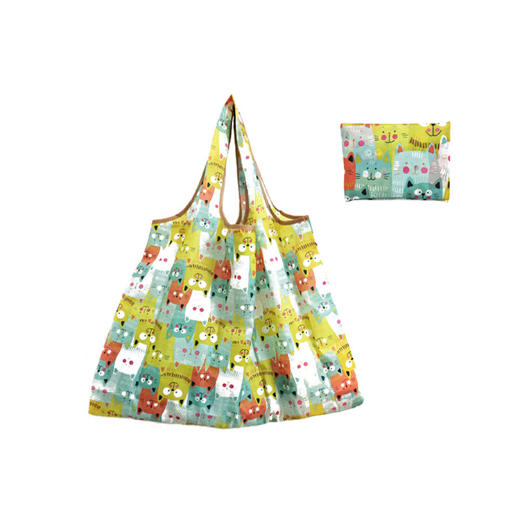Portable Waterproof Polyester Grocery Bag Reusable Foldable Shopping Tote Bag
