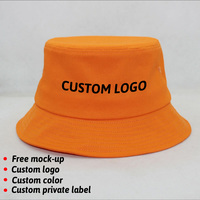 Chapeau Bob Homme Personnalisable avec Logo, en Coton, Anti-UV, Orange, à Large Bord, Uni, pour l'Extérieur