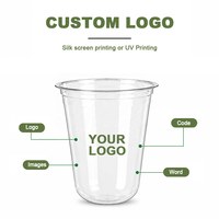 Gobelets en plastique transparents écologiques pour boissons froides, bubble tea, glaces, café, avec couvercles, impression de logo personnalisée, 12 oz, PET PLA, 90 mm