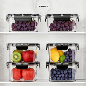 Food Storage <b>Containers</b> Rectangle Airtight Stackable Buckle Lid For Refrigerator Use - Product Image 2