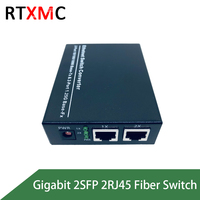 Switch Ethernet Transceiver Gigabit Fiber Optic Media Converter 2rj45 + 2sfp Port Fiber 100/1000mbps Switch Jaringan 48v 1.25G