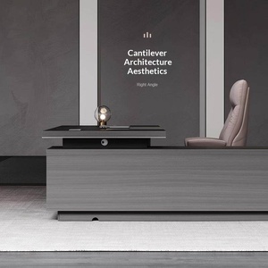Ensemble <span class=keywords><strong>de</strong></span> bureau et chaise <span class=keywords><strong>de</strong></span> <span class=keywords><strong>direction</strong></span> <span class=keywords><strong>de</strong></span> <span class=keywords><strong>luxe</strong></span>, design minimaliste moderne personnalisable, aucun assemblage requis - Product Image 2