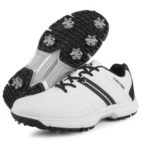 Chaussures de golf respirantes pour hommes avec crampons interchangeables, tige en cuir synthétique léger, séchage rapide, design décontracté pour l'extérieur