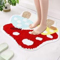 Tapis de salle de bain en forme de champignon, drôle et original, doux, en peluche, absorbant l'eau, antidérapant, lavable en machine, pour la douche et la cuisine