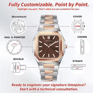 高品質カスタムOEM腕時計 39mmケース 日本製PC21ムーブメント 3ATM防水 メンズ高級クォーツ腕時計 - Product Image 2