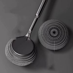 แปรงขัดหม้อด้ามจับยาวแปรงทำความสะอาดหม้อหม้อกระทะเหล็กลวดโลหะขัดทำความสะอาด - Product Image 6