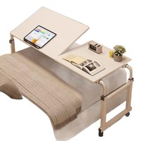 Table de chevet portable réglable en métal avec support pliable, bureau d'ordinateur pour usage domestique, petite table de pied de lit