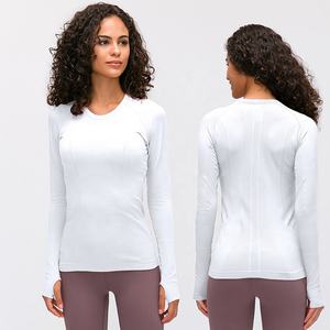 Lulu-Camiseta deportiva de manga larga para <span class=keywords><strong>mujer</strong></span>, Camiseta deportiva con cuello redondo para correr, fitness, entrenamiento de yoga, tops deportivos - Product Image 2