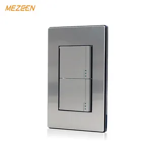 High quality Sliver Contact Stainless steel Panel 118mm American standard 2 gang wall switch for Peru Venezuela