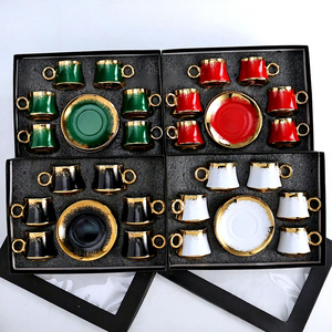 यूरोपीय शैली रंग की चमक सिरेमिक मग हैंडल के साथ 12-टुकड़ा सोने की प्लेटेड अनुकूलन दोपहर चाय कप सेट - Product Image 1