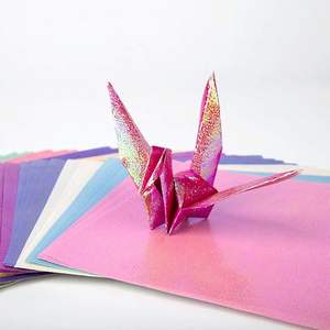 100 feuilles de papier <span class=keywords><strong>origami</strong></span> carré, 10 couleurs irisées scintillantes, papier <span class=keywords><strong>facile</strong></span> à plier pour débutants, projets d'art et d'artisanat - Product Image 3