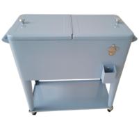 Chariot isotherme roulant 73L en métal, glacière à roulettes pour garder au frais, idéal pour la natation