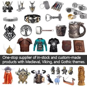 Borsa a Vita Vintage Nordica Pelle PU Goffrata Vichingo Drago Lupo Medievale Cosplay LARP Accessorio Costume - Product Image 6