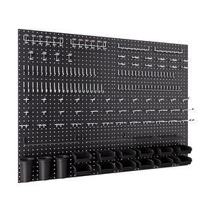 Fanghua cửa hàng hiển thị trang trí nội thất Hội Đồng Quản trị nhà để xe màu đen Wall Mount công cụ tổ chức cao Heavy Duty kim loại <span class=keywords><strong>Pegboard</strong></span> với móc phụ kiện - Product Image 1