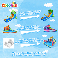 Toboggan aquatique gonflable Cocofish de qualité commerciale en tissu Oxford, mini toboggan aquatique gonflable pour le jardin, pour le plaisir familial