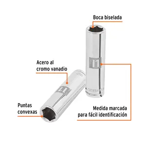 Juego de Llaves de Tubo de 6 Puntas, 11 mm de Largo, Accionamiento de 3/8'', Marca TRUPER - Product Image 2