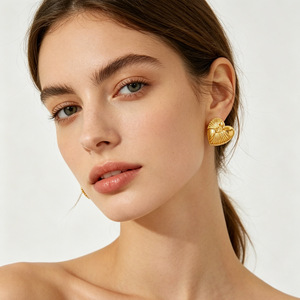 Zogxin Heart Shaped <b>Titanium</b> Steel <b>Stud</b> Earrings 18K Gold Plated Women Fashion Jewelry Gift - Product Image 2