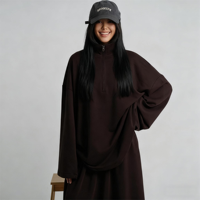 Nouvelles Abayas Lignes 2026 – Ensemble 2 Pièces Hiver en Coton pour Femmes Musulmanes : Haut et Jupe – Vêtements Islamiques