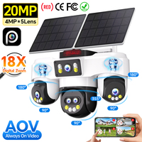 Panel Solar OEM de 20MP con 5 Lentes y 6 Motores que Giran Independientemente 360° °   Cámara Solar 4G con Visión Nocturna a Todo Color y Detección de Movimiento