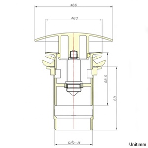 Robinet de vidange escamotable de luxe en acier inoxydable SUS304 doré brossé PVD, avec sortie à fente anti-traces de doigts et trop-plein - Product Image 6