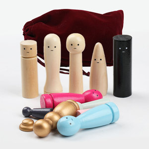 Figura de madera con ojos impresos, juguete educativo con tema de psicología infantil para uso doméstico, tamaño de 70mm y 80mm, Material Natural - Product Image 3
