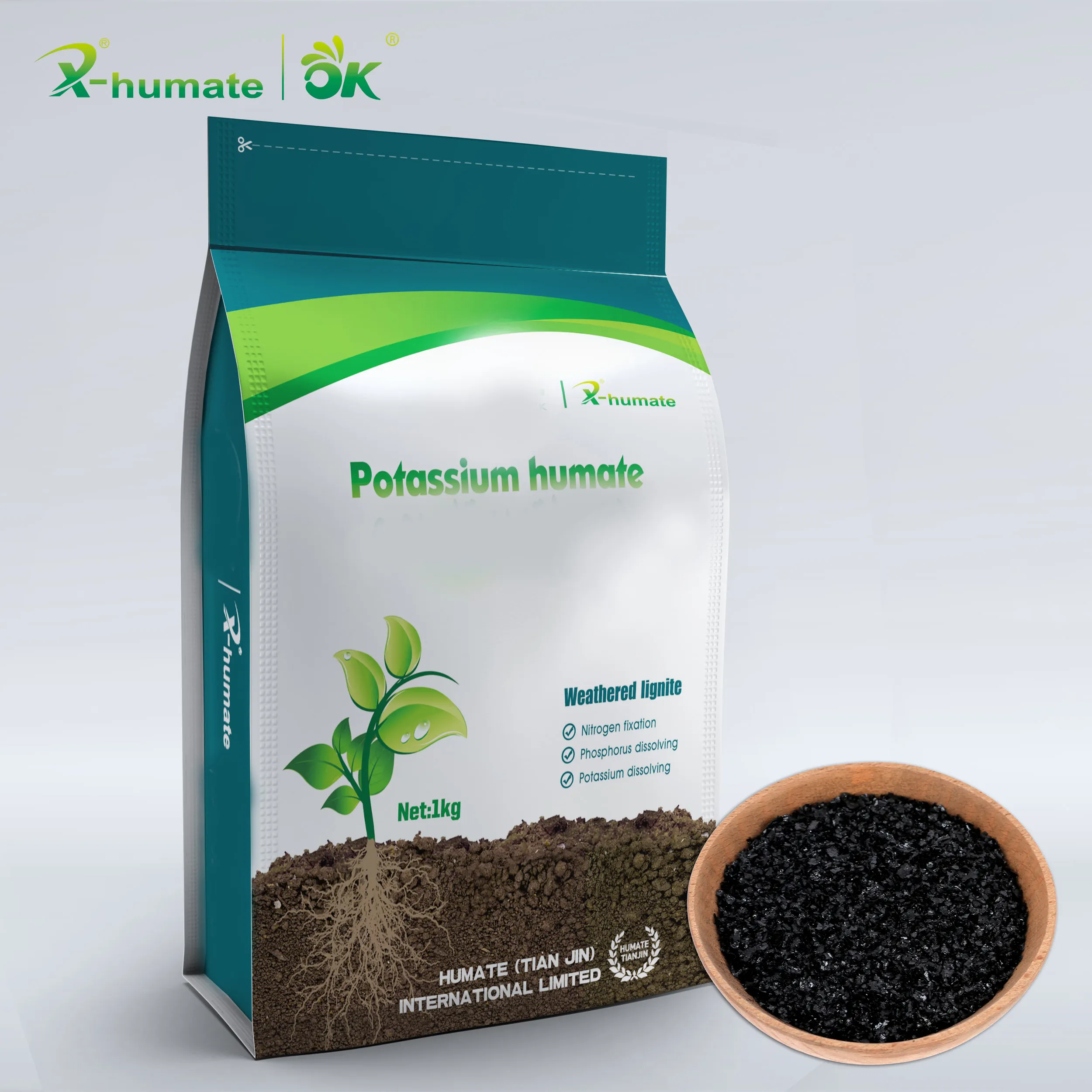 X-HUMATE للذوبان البوتاسيوم هومات رقائق حمض الهيوميك 55% + K 4-6%
