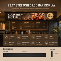 Pantalla LCD Profesional de Barra Estirable 12:1, Pantalla Industrial con Sistema Android para Comercio Minorista, Transporte y Comercio
