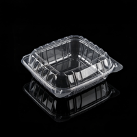 Conteneur en PET transparent de qualité alimentaire 100% sans BPA, recyclable, avec couvercle à clipser, empilable, robuste, gain de place pour les hamburgers, les sushis, les nouilles