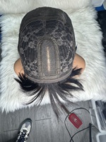 Peluca BOB de Cabello Humano Virgen Vietnamita Liso Natural con Flequillo, Cierre de Encaje 2*3, Sin Pegamento, SDD, Pelo Natural Crudo