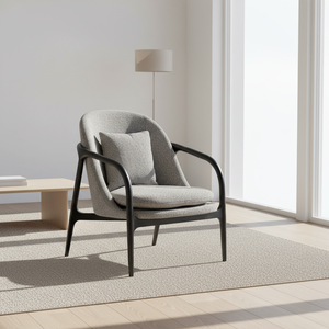 Fauteuil lounge ergonomique moderne et durable, fait main, avec pieds en bois et revêtement en polyester, pour hôtel et salon, fabriqué en Indonésie - Product Image 2