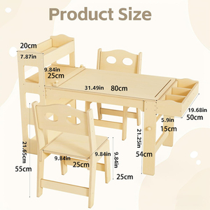 Table d'activités multifonctionnelle en bois pour enfants avec chaises et rangement pour le dessin et l'apprentissage - Product Image 6
