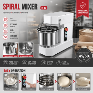 Équipement de boulangerie 5 kg, mélangeur à pain, <span class=keywords><strong>pizza</strong></span>, gâteau, machine de boulangerie, mélangeur spiral, mélangeur à pâte spiral - Product Image 6