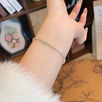 Bracelet Tennis Minimaliste Carré et Rond Entrelacé Effet Glaçon Étoilé en Or Jaune 18K avec Diamants de Laboratoire pour Femme – Vente en Gros