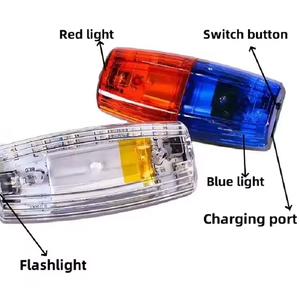 Luce di avvertimento portatile blu rosso impermeabile luce <span class=keywords><strong>Led</strong></span> spalliera del traffico con torcia elettrica - Product Image 4