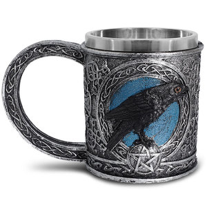 Personalizzato teschi caffè Die Krahe tazze europeo <span class=keywords><strong>Vintage</strong></span> medievale in acciaio inox tazza di birra resina doppia parete Crow Design tazze tazza - Product Image 1