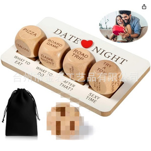 Cross-border best-selling wooden Valentine's Day date night <b>dice</b> <b>set</b> for romantic couples drinking and dating. - Product Image 5