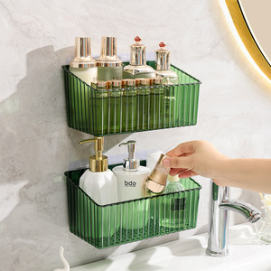 Étagère de rangement pour salle de bain, murale, en plastique, rectangulaire, organiseur de cosmétiques pour lavabo et toilettes, design minimaliste - Product Image 3