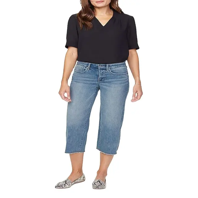 Kadın giyim püskül Denim şort rahat düz kot 2020 artı boyutu pantolon düz miktar OEM özelleştirilmiş Spandex gevşek tarzı