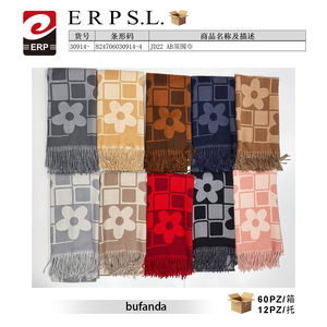Écharpe JD22 AB traditionnelle en mélange de laine à franges, accessoire de mode - Product Image 1