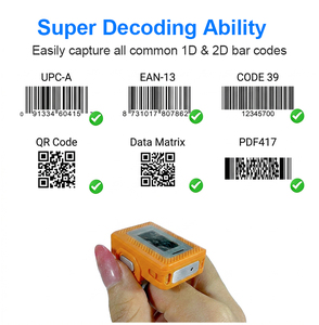 EDOO AI1520 Mini Lecteur de Code-Barres Portable 2D Sans Fil 2.4G avec Indicateur de Niveau de Batterie 195mAh, Anneau de Doigt Portable Ultra-Léger - Product Image 3