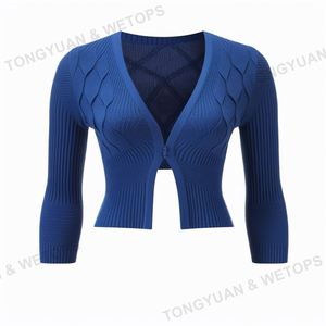 Produttori di <span class=keywords><strong>abbigliamento</strong></span> personalizzato 2024 donna manica 3/4 aperta corta alzata di spalle anteriore maglioni in maglia <span class=keywords><strong>Bolero</strong></span> - Product Image 4