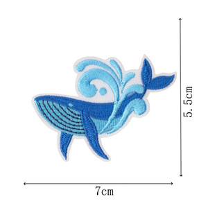 Patch en tissu brodé animaux marins, Badge brodé par ordinateur baleine bleue, Patch décoratif thermocollant tortue marine et escargot - Product Image 5