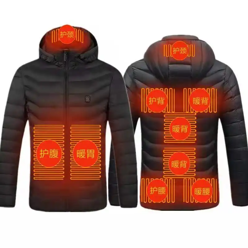 Erkekler 9 alanları ısıtmalı ceket USB kış açık elektrikli ısıtma ceketler sıcak spor termal ceket giyim ısıtmalı pamuklu ceket