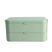 Boîte alimentaire réutilisable 800 ml en paille de blé écologique pour enfants, double compartiment avec couvercle à boucle, compatible micro-ondes et lave-vaisselle, anti-fuite, sans BPA, qualité alimentaire