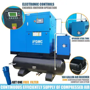 Rotary Screw Air Compressor With 80x2 Gallon Tank Refrigerated Dryer 30HP 22KW 125PSI 120CFM 460V 3 Phase