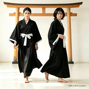 Costume Kimono in Stile <span class=keywords><strong>Anime</strong></span>, Abito Tradizionale Giapponese Nero con Cintura Bianca, Vestito per Spettacoli Teatrali S-3XL - Product Image 2